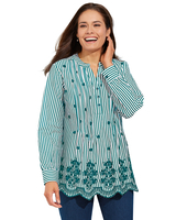 Haband Women's Cotton Embroidered Eyelet Tunic with Pintucks thumbnail number 3