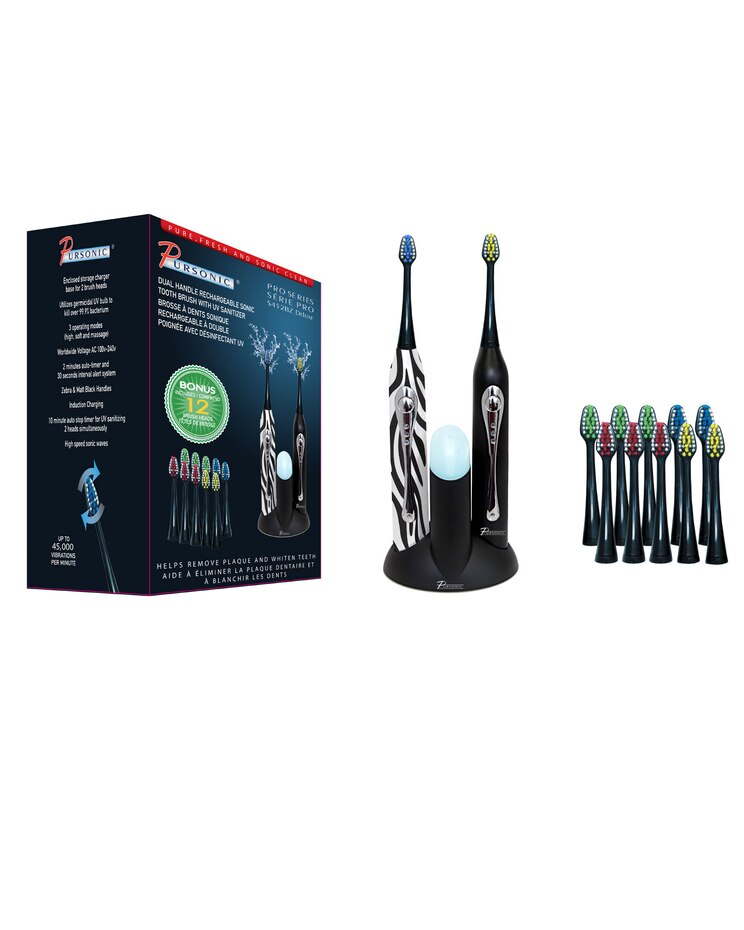 Dual Handle Sonic Rechargeable Toothbrush - Black +Zebra image number 2