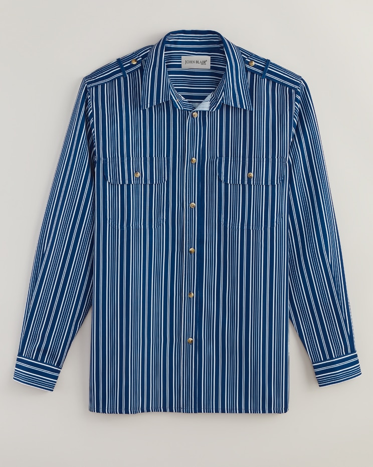 John Blair® Long-Sleeve Linen-Look Pilot Shirt image number 1