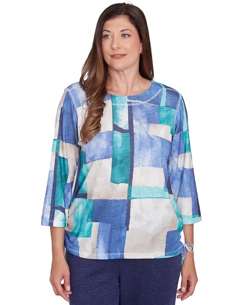 Alfred Dunner® French Quarter Blue Tone Box Print Tee