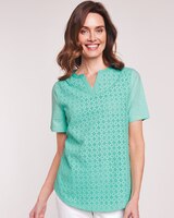 Mixed Media Eyelet Top thumbnail number 1