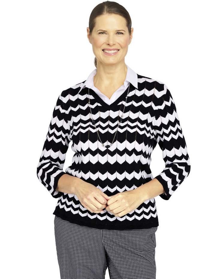 Alfred Dunner® Checking In Chevron Sweater image number 1