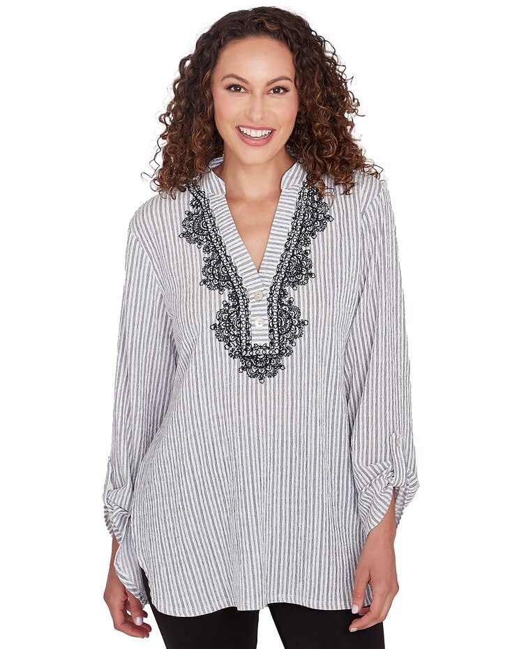 Ruby Rd® Pattern Play Knit Puckered Top image number 1