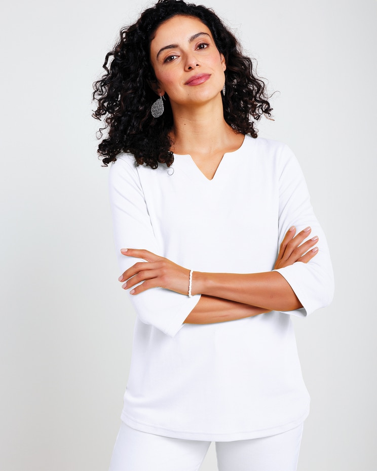 Essential Knit Notched Tee image number 1