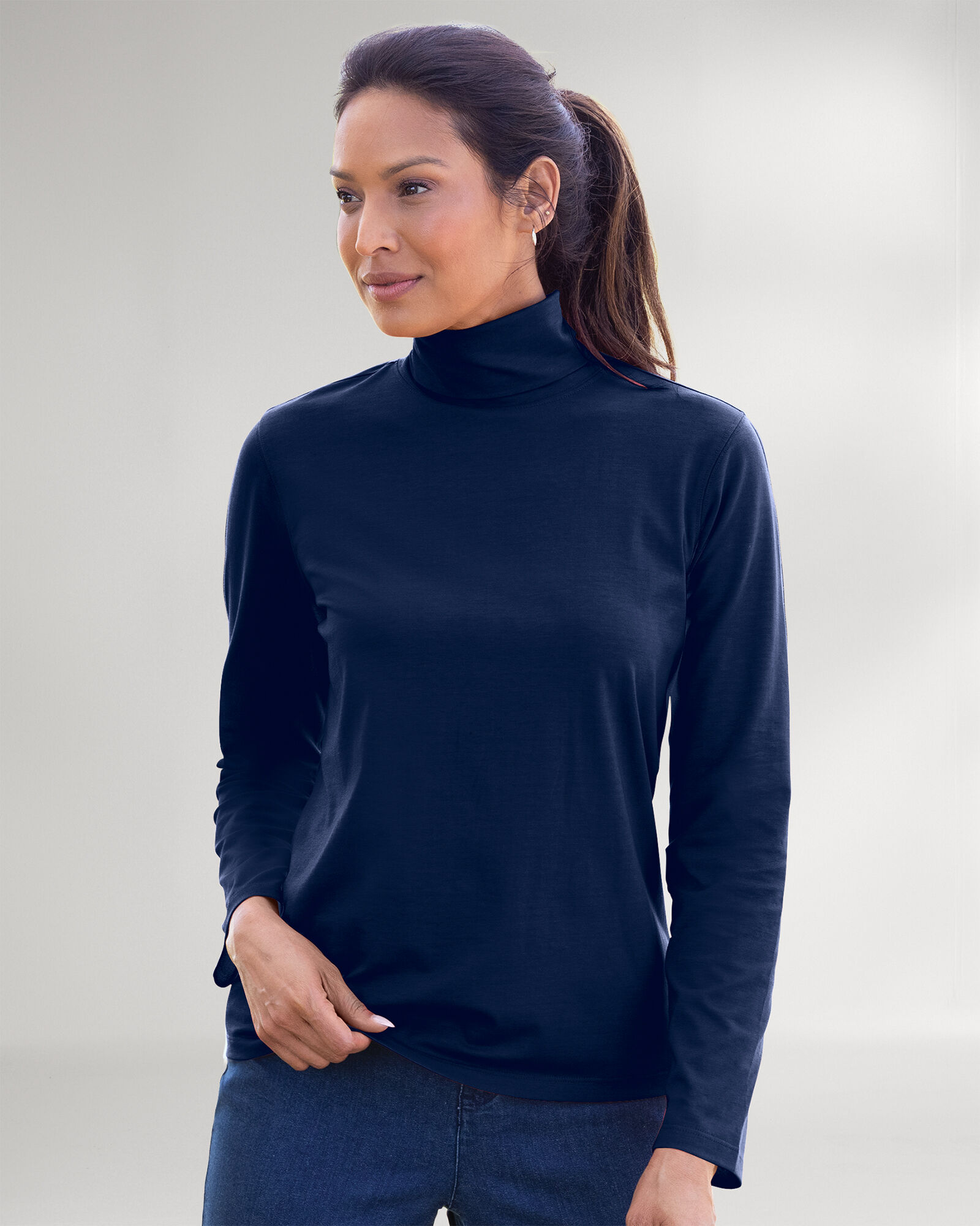 Prima Cotton Solid Turtleneck Blair