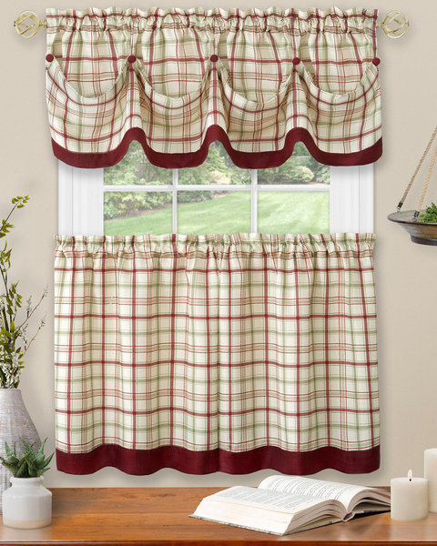 Tatersall Window Curain Tier Pair and Valance Set