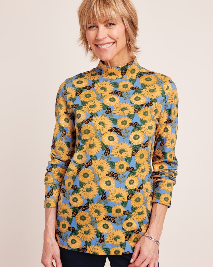 Essential Knit Patterned Mock Top image number 1