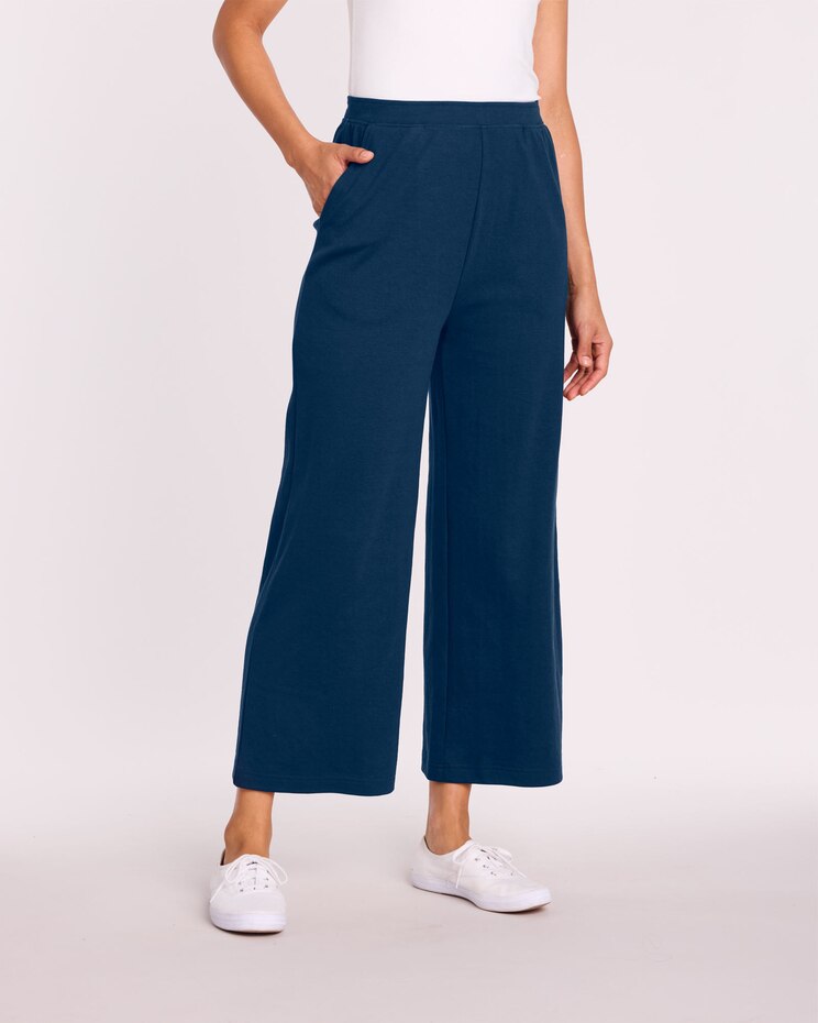 Essential Knit Wide Leg Cropped Pants image number 1