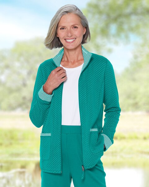 Reversible Stripe & Dot Knit Zip Jacket