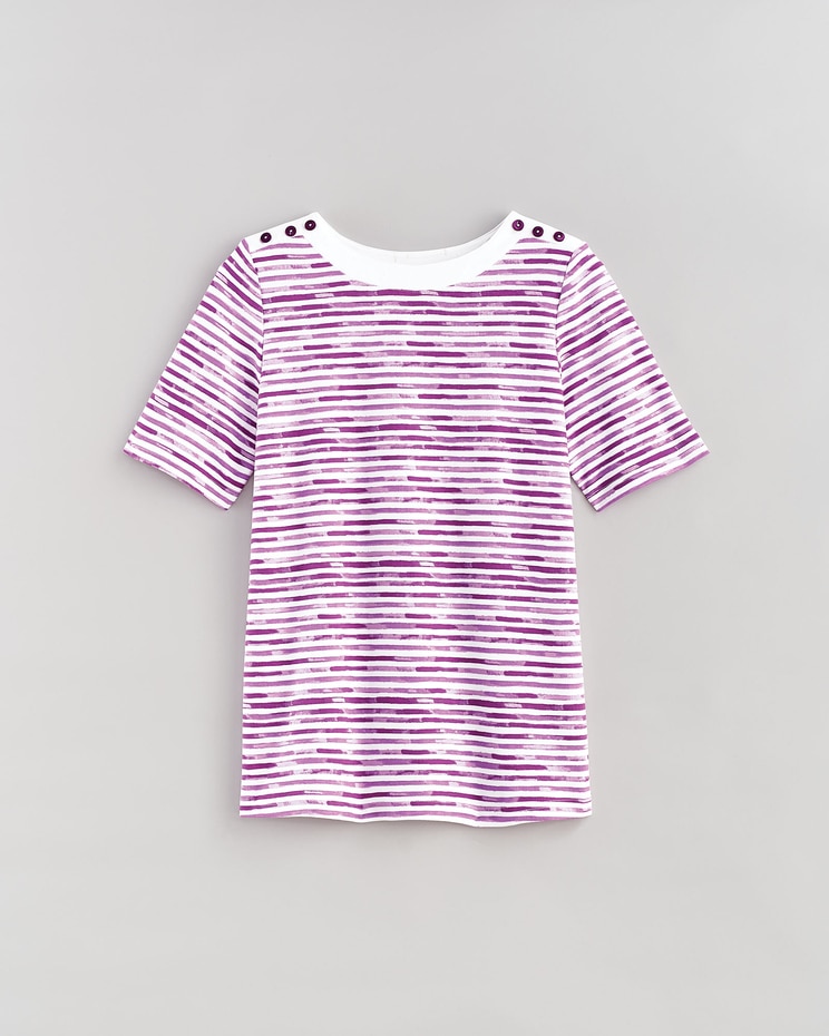 Essential Knit Boatneck Button Trim Top image number 1