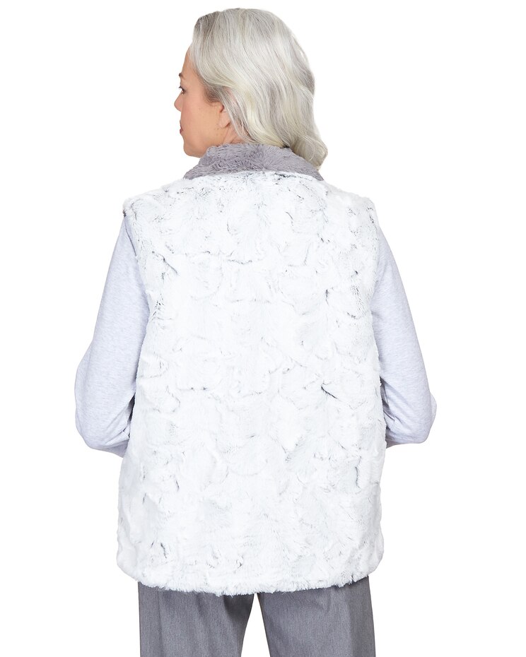 Alfred Dunner® Point Of View Reversible Collared Fur Vest image number 2