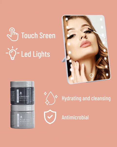 Pursonic Touchscreen LED Vanity Mirror and Luxurious Gel & Mud Face Mask Set