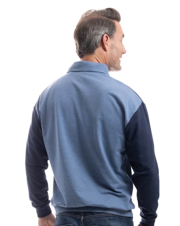 Palmland Long Sleeve Vertical Pieced Banded Bottom Polo image number 2
