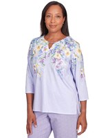 Alfred Dunner® Isn't It Romantic Spring Flower Split Neck Top thumbnail number 3