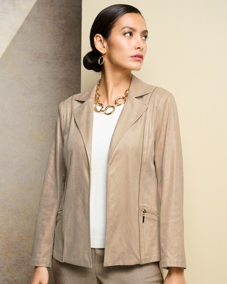 Shimmer Faux Leather Jacket by Alfred Dunner image number 1