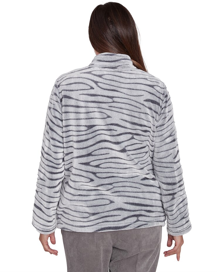 Alfred Dunner® Copenhagen Fuzzy Sculpted Zebra Animal Jacket image number 2