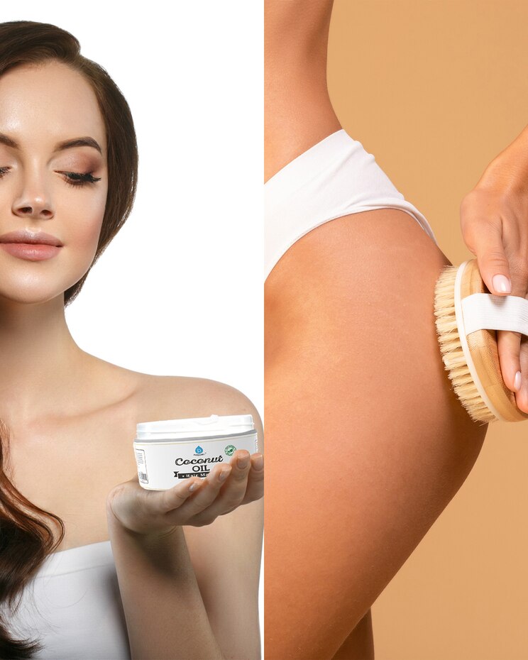 Pursonic Hair Care and Massage Bundle: Bath Brush and Rubber Massager with Lotus wooden handle + 100% Natural Coconut Oil Hair Mask 10 Oz image number 3