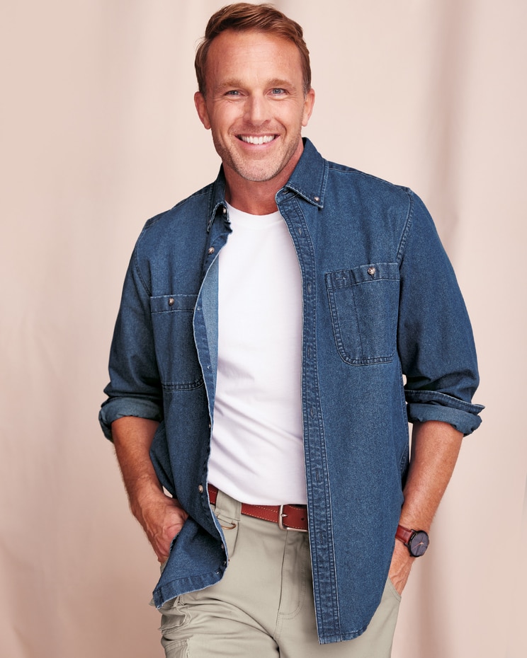 JohnBlairFlex Long-Sleeve Denim and Twill Shirt image number 1
