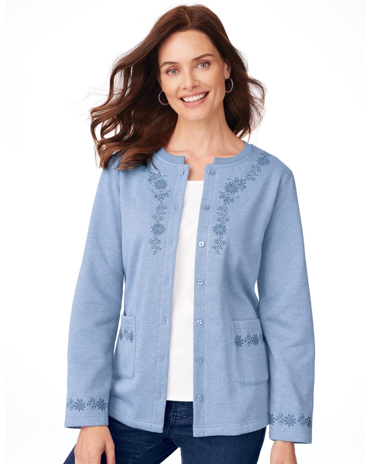 Embroidered Fleece Cardigan image number 1