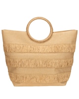 Leucadia- Women's Stiff Paper Tassled Shoulder Bag thumbnail number 1