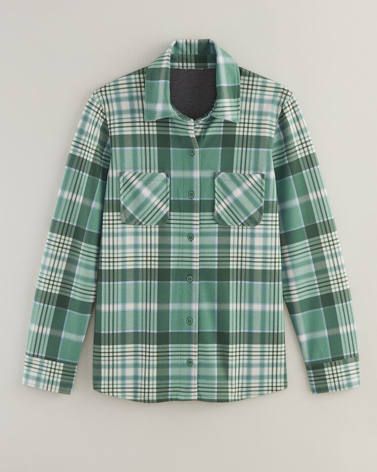 Knit Flannel Button Front Shirt image number 1