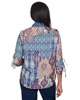 Alfred Dunner® Autumn Weekend Medallion Patch Tie Sleeve Button Up Top thumbnail number 2