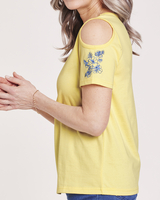 Open Shoulder Embroidered Knit Top thumbnail number 3