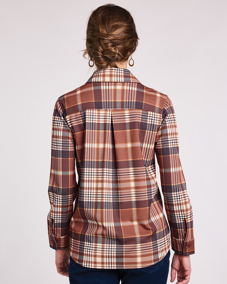 Knit Flannel Button Front Shirt image number 3