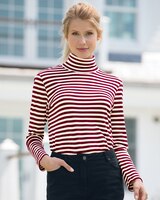 Essential Cotton Long-Sleeve Striped Turtleneck thumbnail number 1