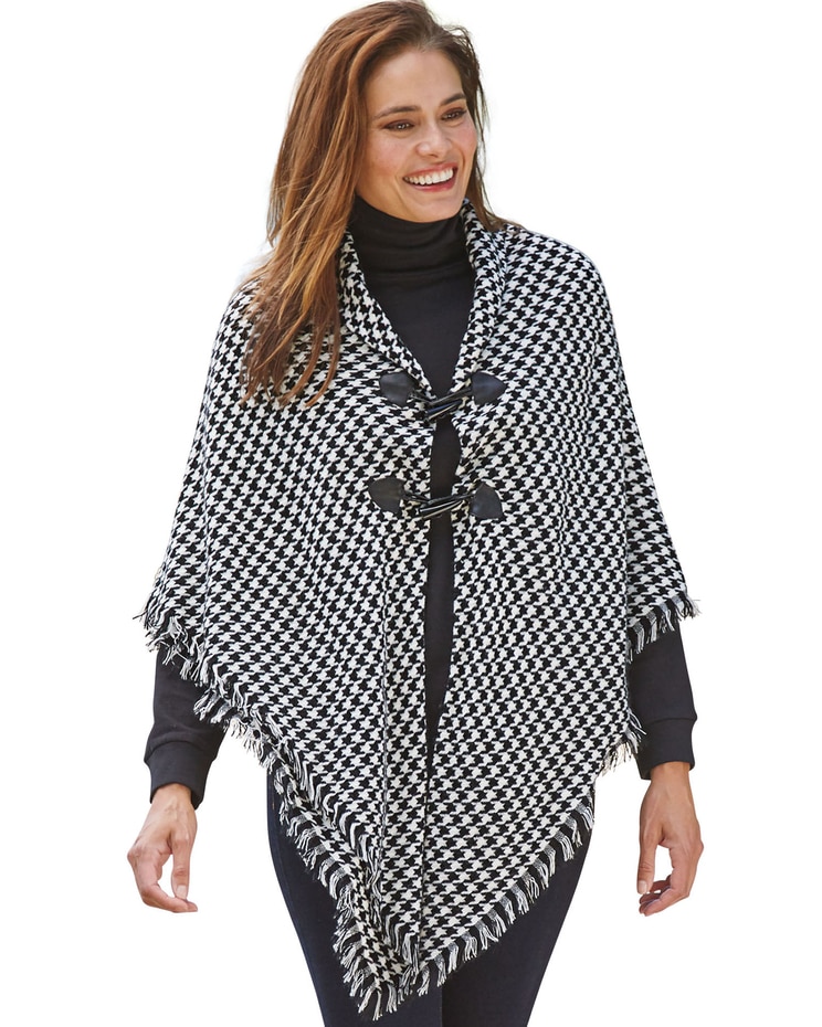 Haband Women's Plaid Poncho image number 1