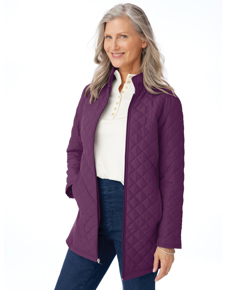 Diamond-Quilted Insulated Jacket image number 1