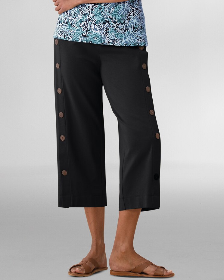 Sahara Side-Button Knit Capris image number 1
