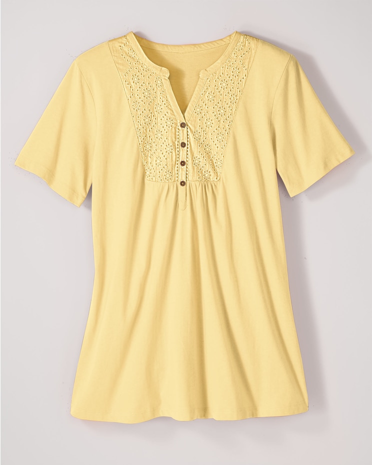 Haband Women’s Eyelet Henley Knit Tunic image number 1