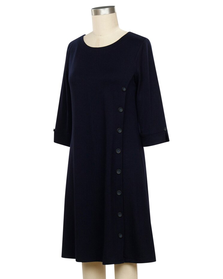 N Touch 3/4 Sleeve Roberta Solid Button Dress image number 1
