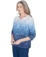 Alfred Dunner® Classics Ombre Beaded Keyhole Neck Top thumbnail number 3