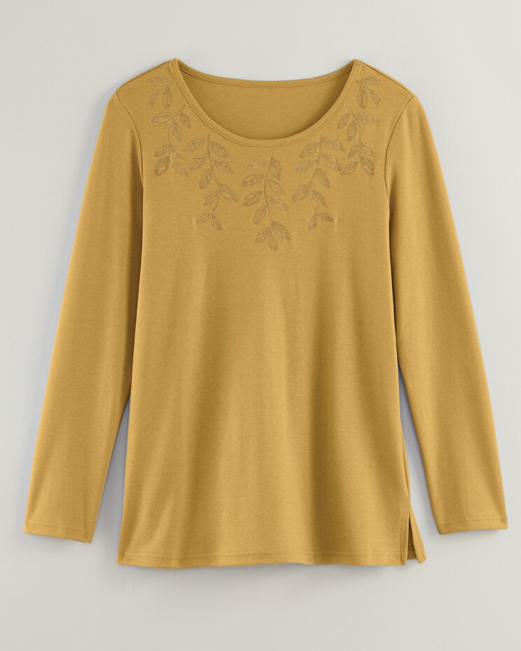 Essential Knit Border Embroidered Top image number 1