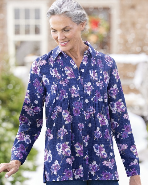 Vintage Floral Pintuck Tunic