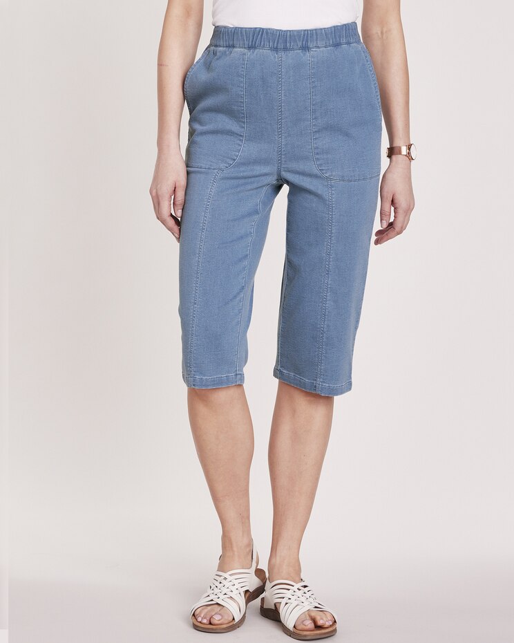 Knit Denim Pedal Pushers image number 1