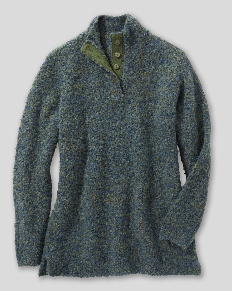 Luxe Bouclè Mockneck Henley image number 8