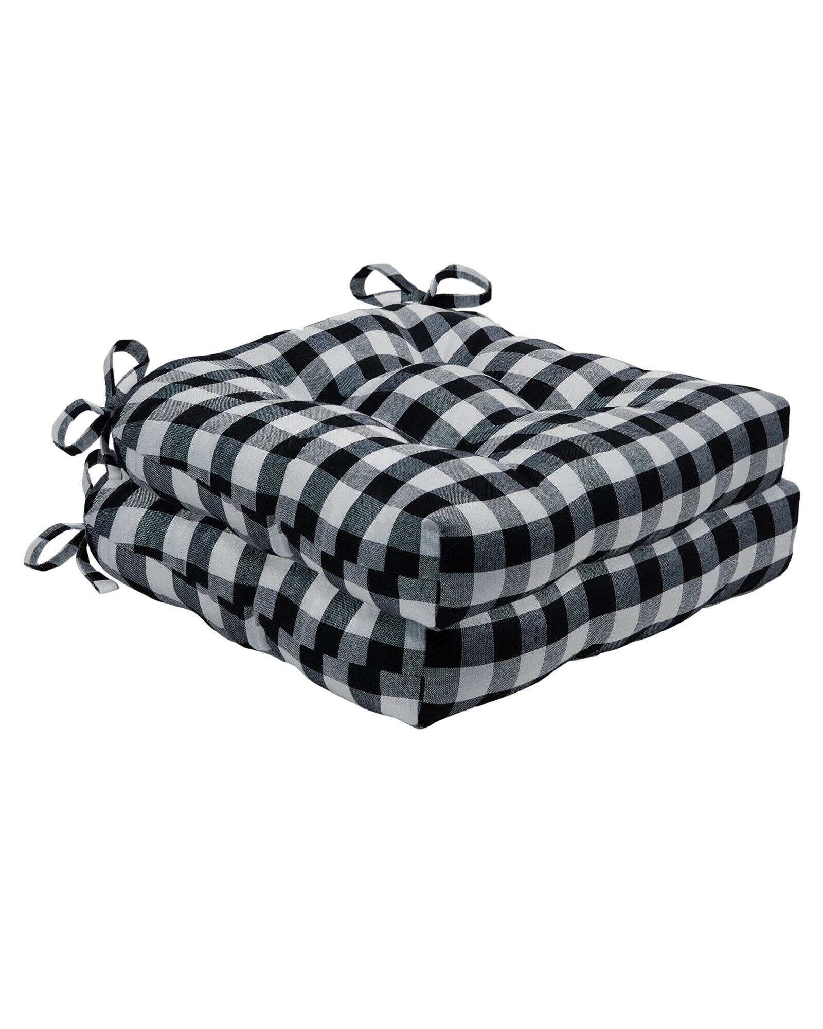 Buffalo Check Set of 2 Tufted Chair Seat Cushions
