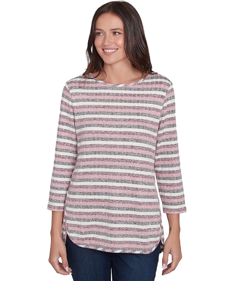 Ruby Rd® Casual Luxe Knit Stripe Rib Top image number 1