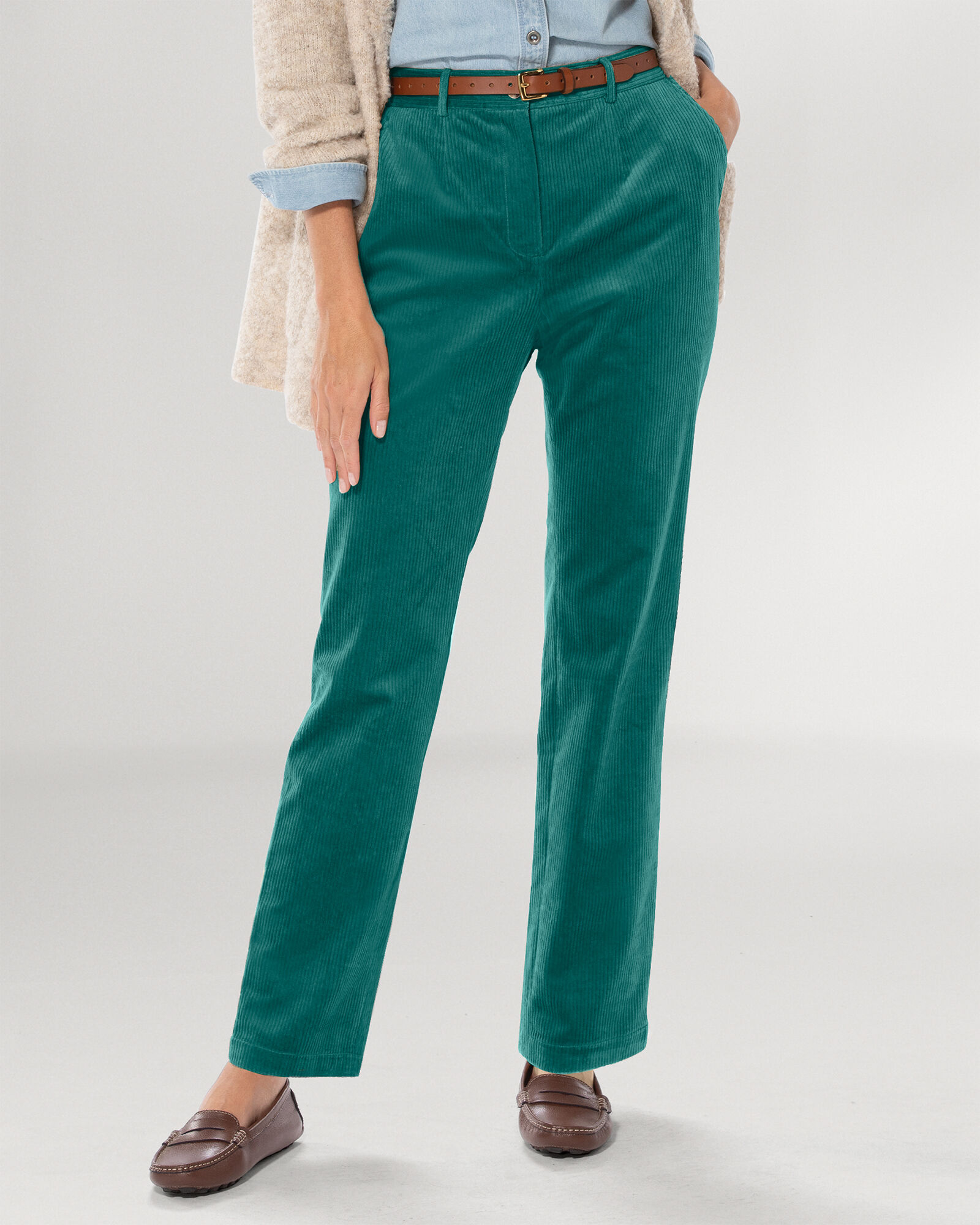 Stretch Wide Wale Corduroy Fly Front Pants Blair