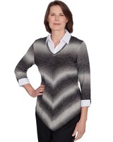 Alfred Dunner® Classics Chevron Ombre Woven Sweater thumbnail number 6