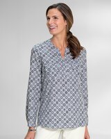 Silky Print Long-Sleeve Utility Blouse thumbnail number 1