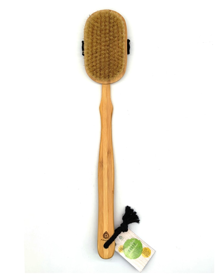 Bath Body Brush with Long Bamboo Handle and Boar Bristles image number 1