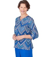 Alfred Dunner® Tradewinds Geometric Tile Split Neck Top thumbnail number 3