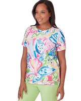 Alfred Dunner® Miami Beach Tropical Abstract Mini Ruffle Top thumbnail number 3