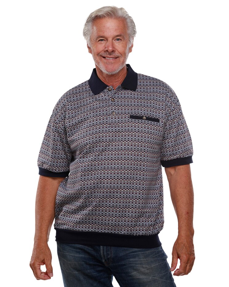 Palmland Jacquard Banded Bottom Polo image number 1