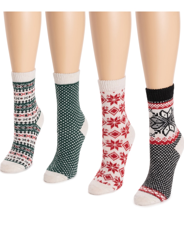 MUK LUKS® Womens Holiday Boot Socks 4Pr Pack image number 3