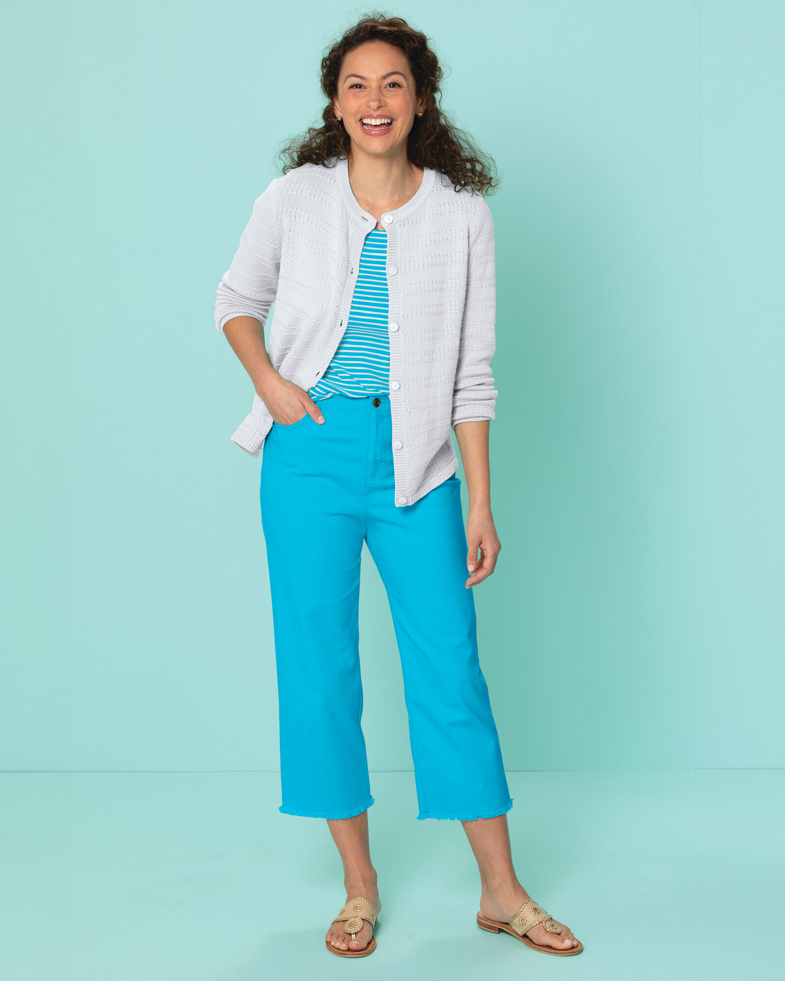 Dreamflex Fringe Hem Comfort Waist Capri Jeans Blair